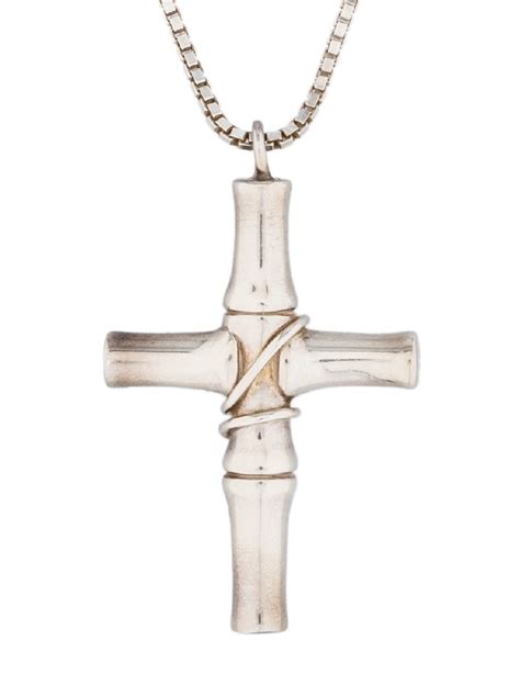 gucci button pearl necklace|gucci bamboo cross necklace.